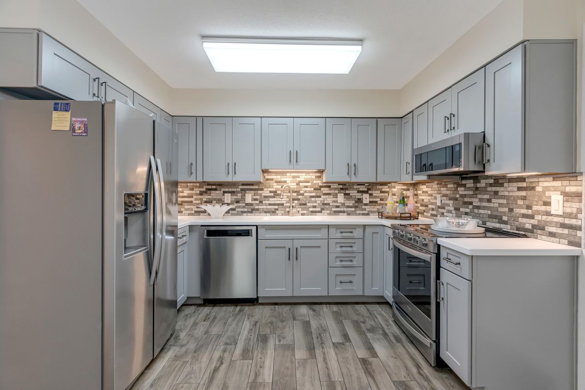 Interior, Kitchen, Stainless Steel Appliances, Wood Texture Flooring