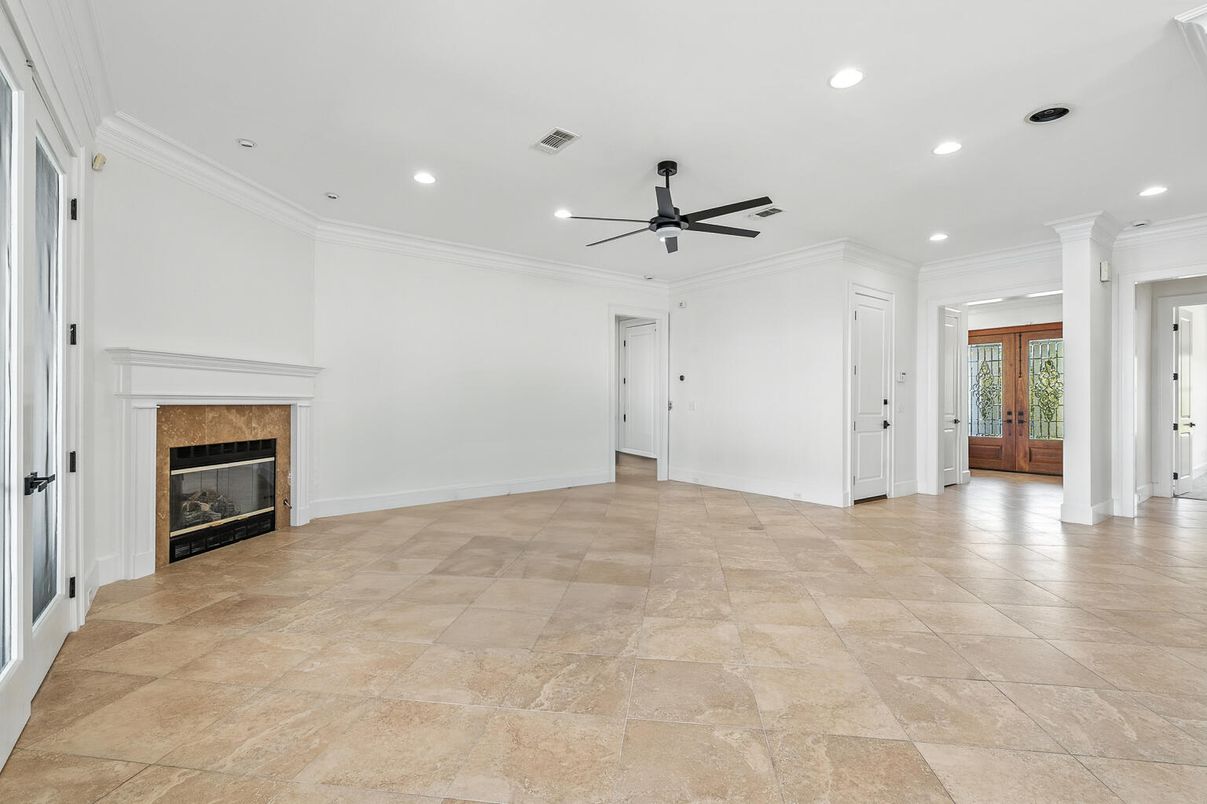Empty room, Fireplace, Interior, Recessed Lighting