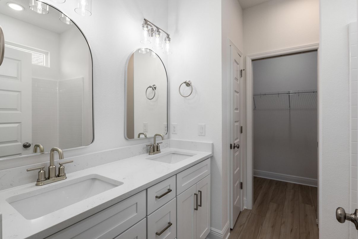 Bathroom, Dual Sink Vanities, Interior, Wood Texture Flooring