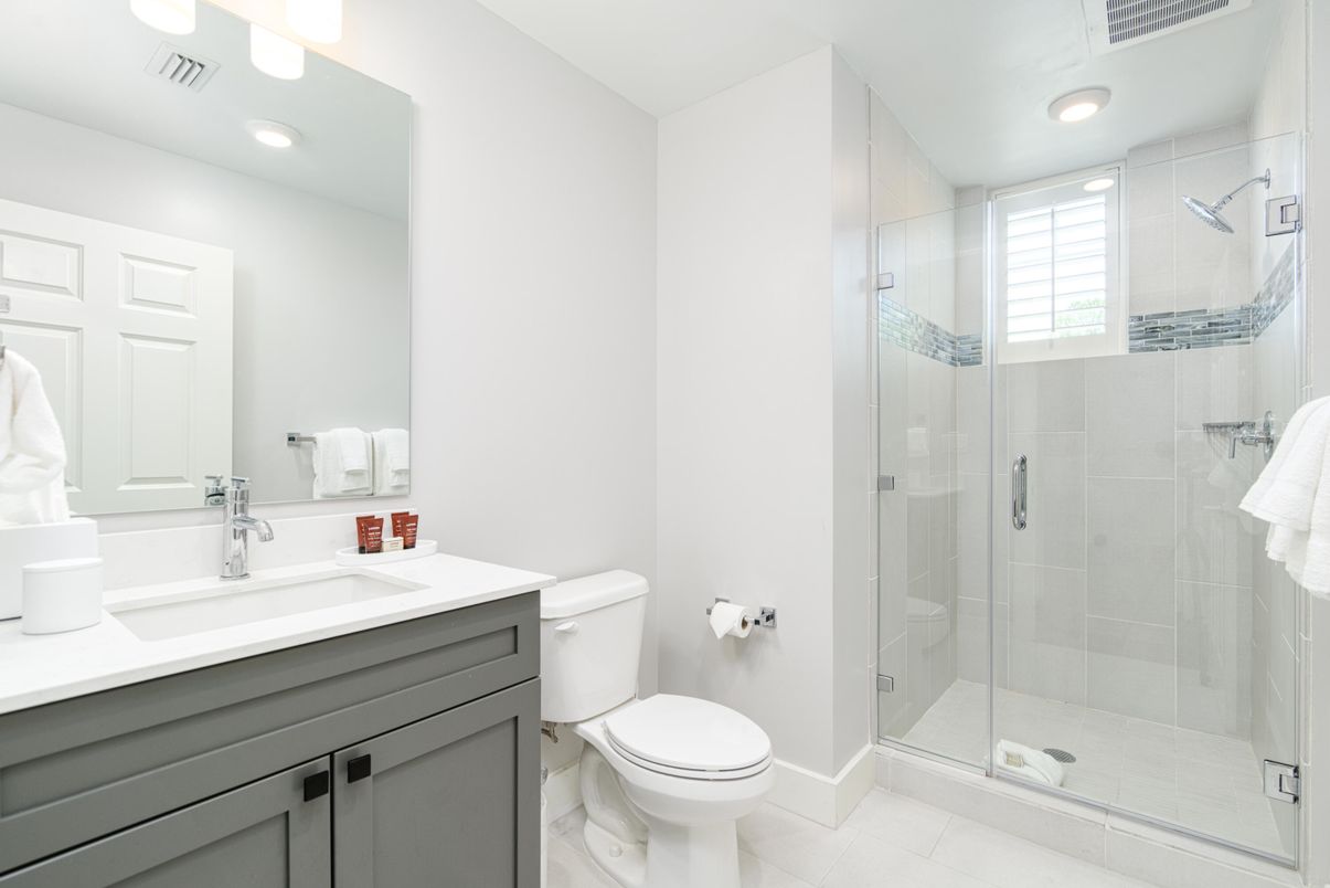 Bathroom, Glass Shower, Interior, Recessed Lighting