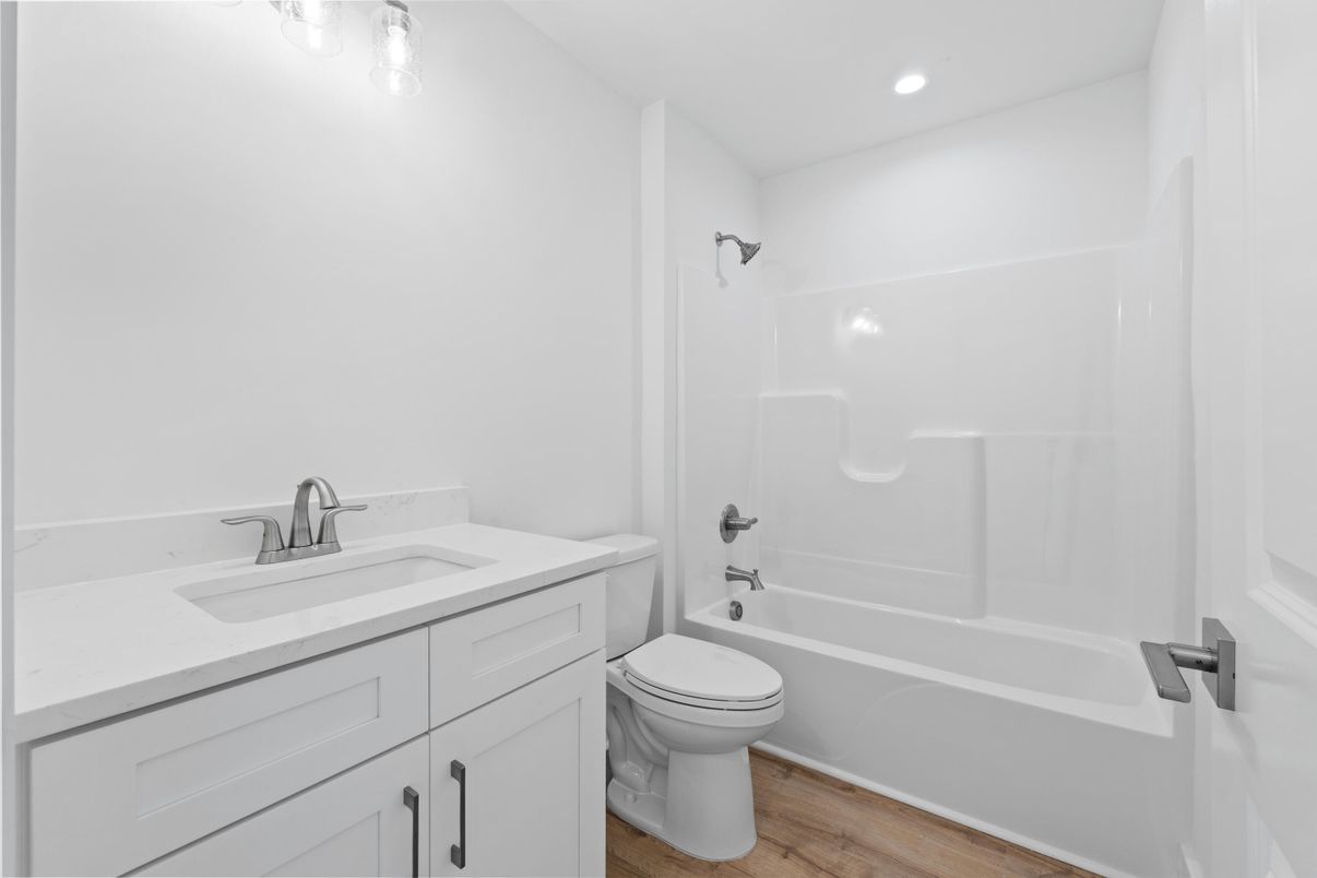Bathroom, Interior, Recessed Lighting, Wood Texture Flooring