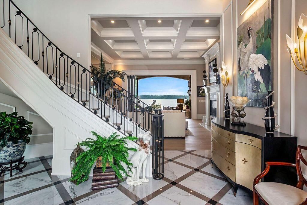 Fireplace, Interior, Marble, Recessed Lighting, Water