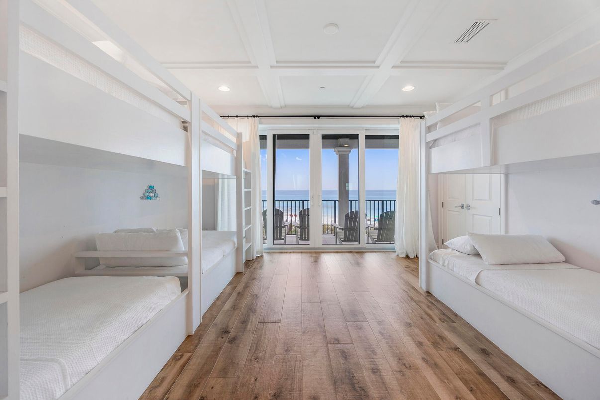 Bedroom, Interior, Recessed Lighting, Water, Wood Texture Flooring