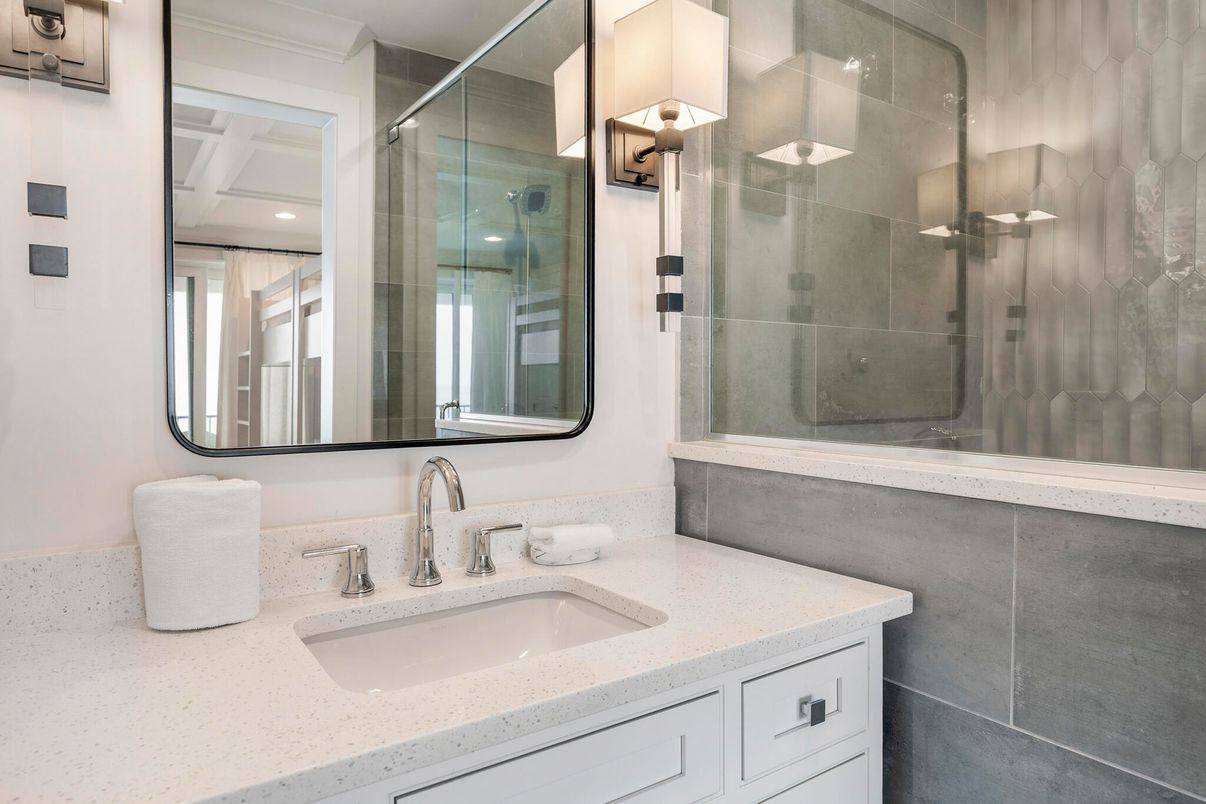 Bathroom, Glass Shower, Interior, Recessed Lighting