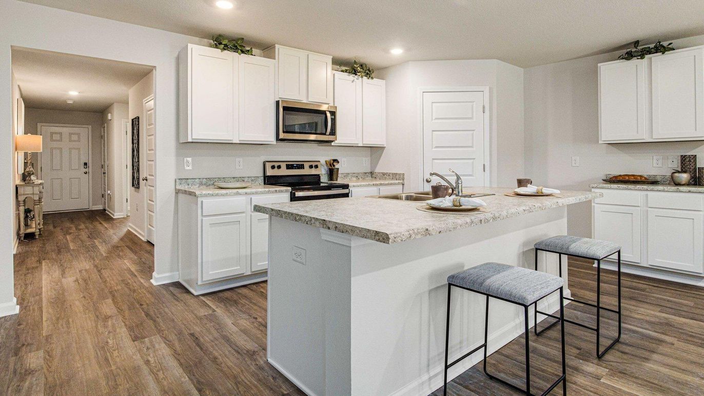 Interior, Kitchen, Recessed Lighting, Wood Texture Flooring