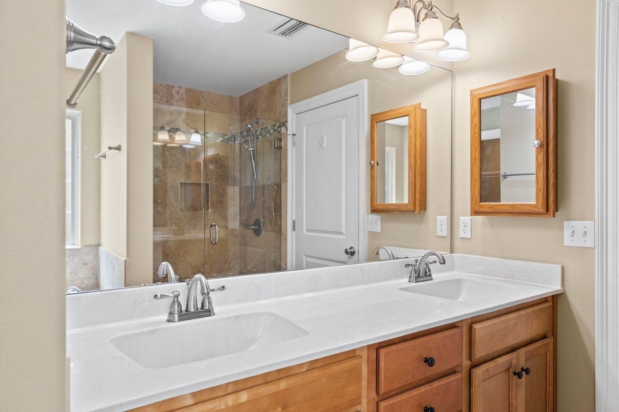 Bathroom, Dual Sink Vanities, Glass Shower, Interior
