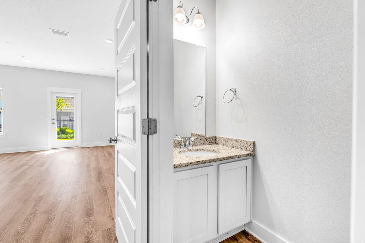 Bathroom, Interior, Recessed Lighting, Wood Texture Flooring