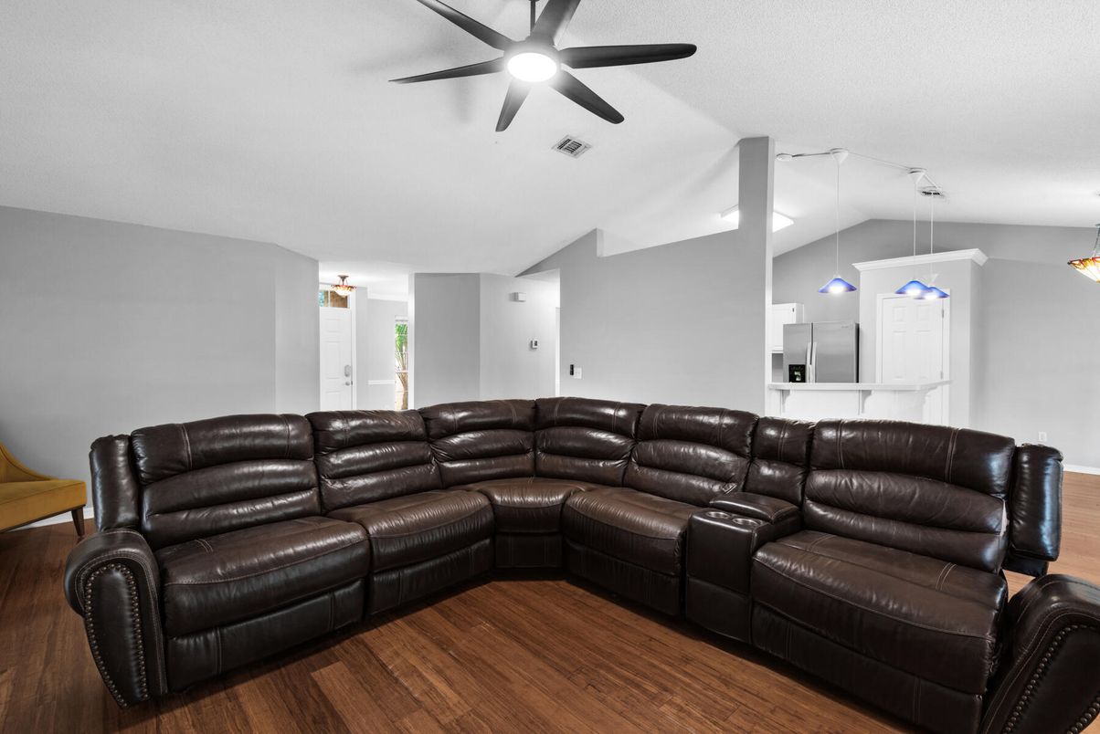 Home Theatre Room, Interior, Living room, Pendant Lights, Wood Texture Flooring