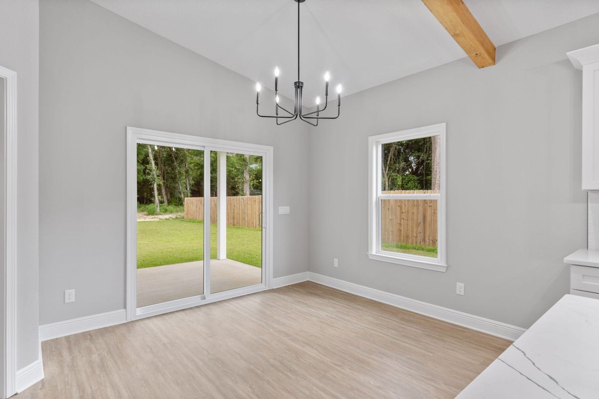 Chandelier, Empty room, Interior, Wooden Beams, Wood Texture Flooring