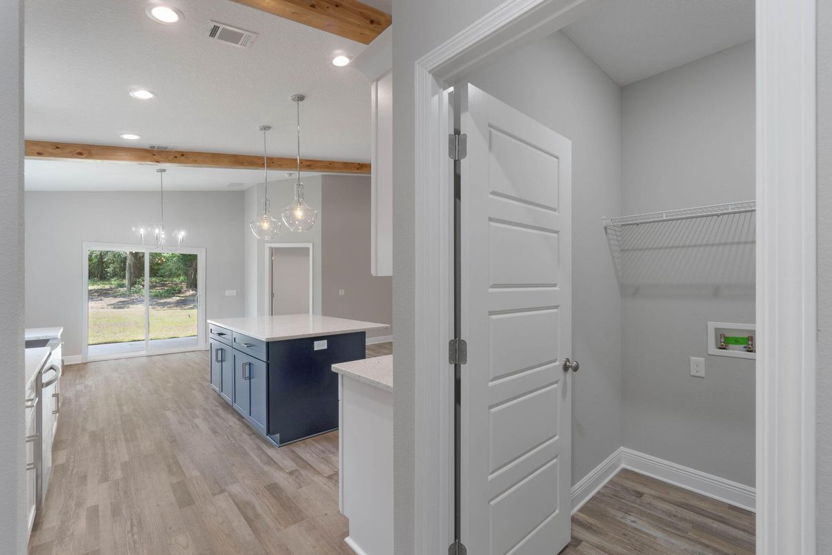Interior, Pendant Lights, Recessed Lighting, Wooden Beams, Wood Texture Flooring