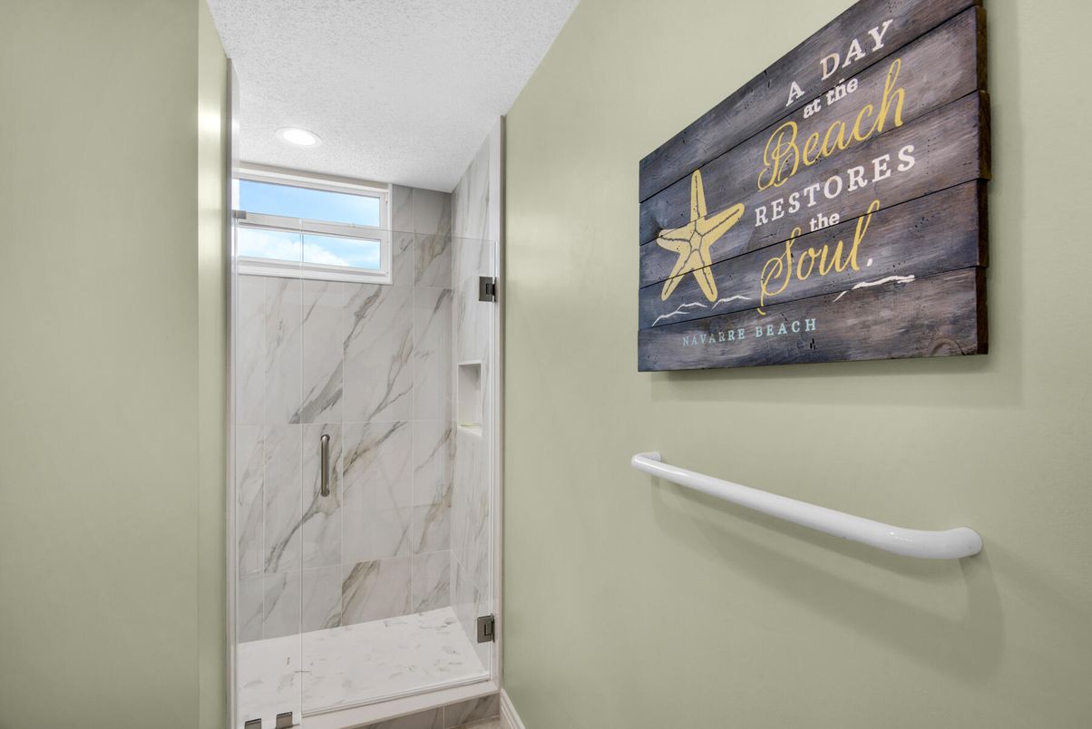 Bathroom, Glass Shower, Interior, Marble Walls, Recessed Lighting