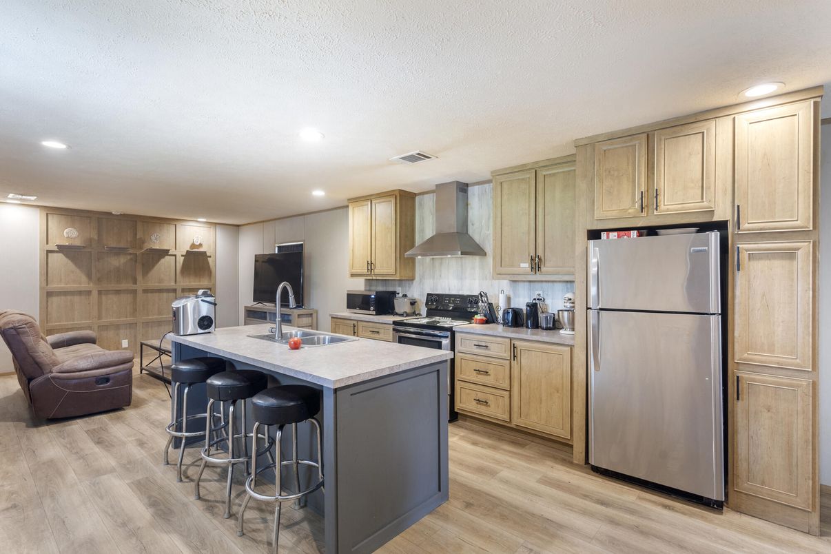 Interior, Kitchen, Recessed Lighting, Wood Texture Flooring