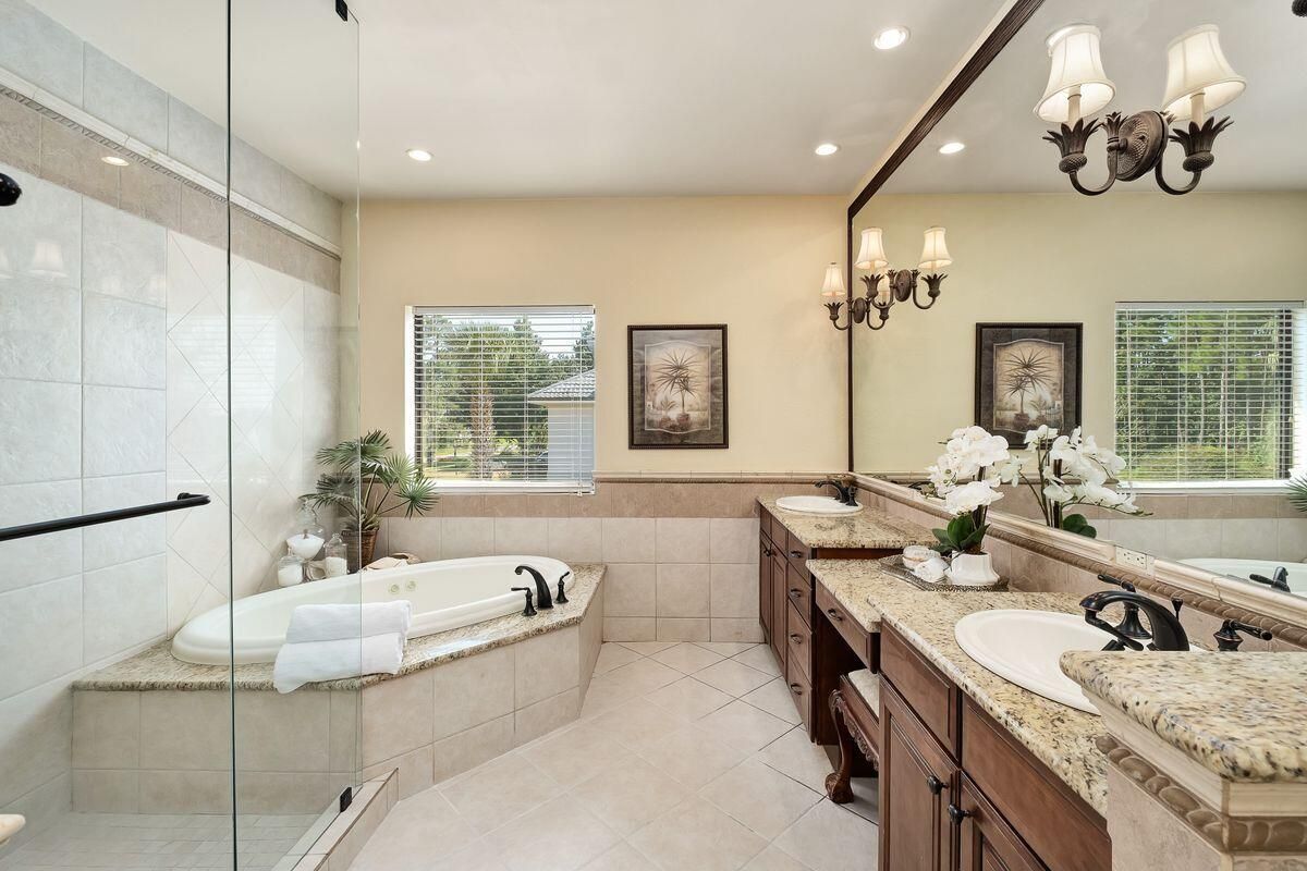 Bathroom, Dual Sink Vanities, Glass Shower, Interior, Recessed Lighting