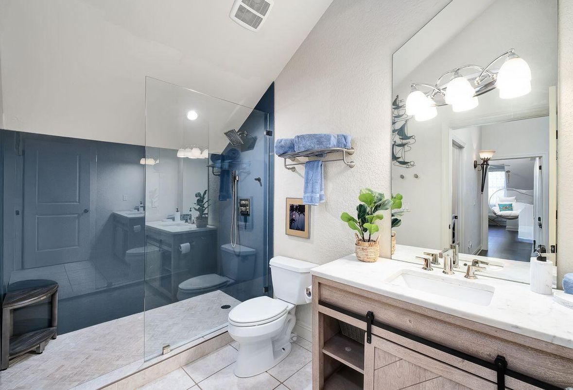 Bathroom, Glass Shower, Interior, Recessed Lighting