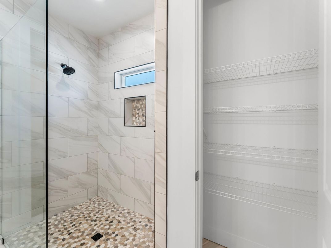 Bathroom, Glass Shower, Interior, Marble Walls