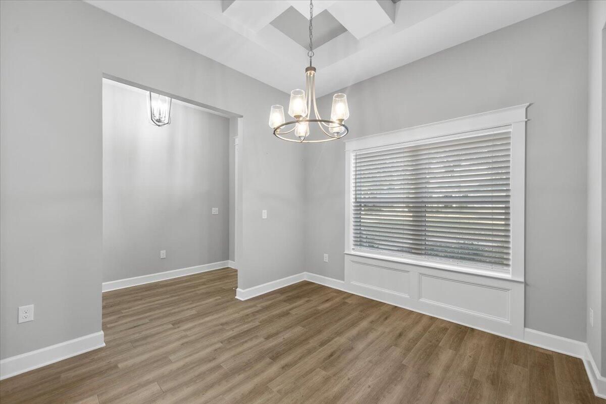 Empty room, Interior, Pendant Lights, Wood Texture Flooring