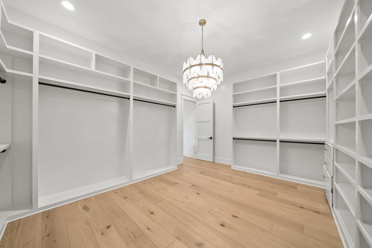 Chandelier, Interior, Recessed Lighting, Walk-in Closets, Wood Texture Flooring