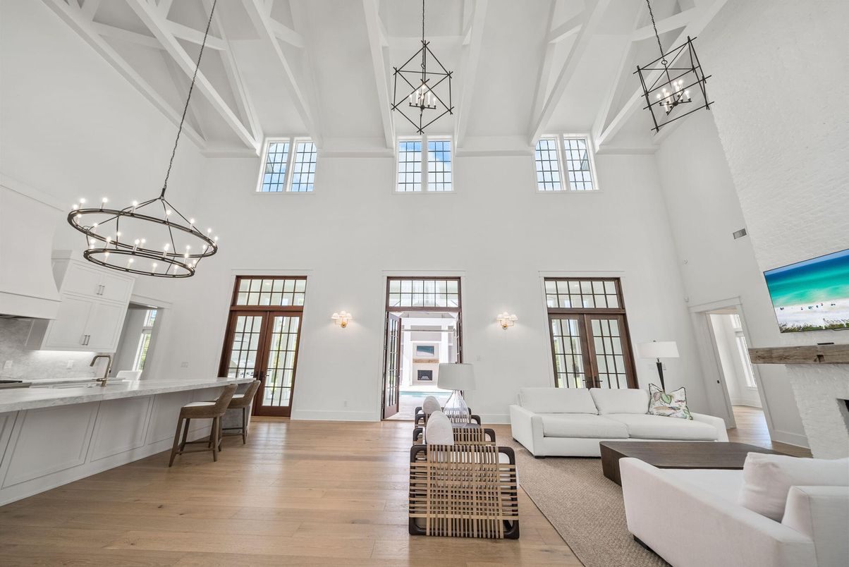 Chandelier, Interior, Living room, Pendant Lights, Wood Texture Flooring