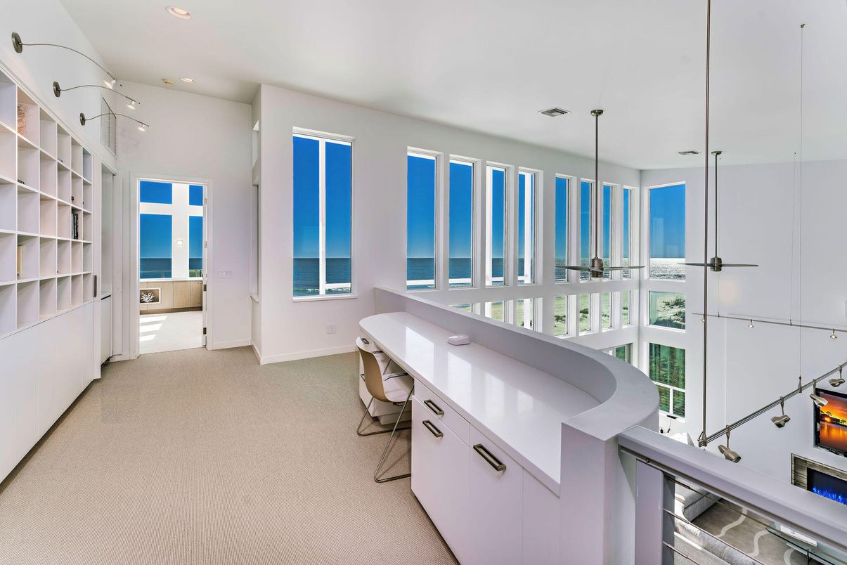 Fireplace, Home Office, Interior, Pendant Lights, Recessed Lighting, Water