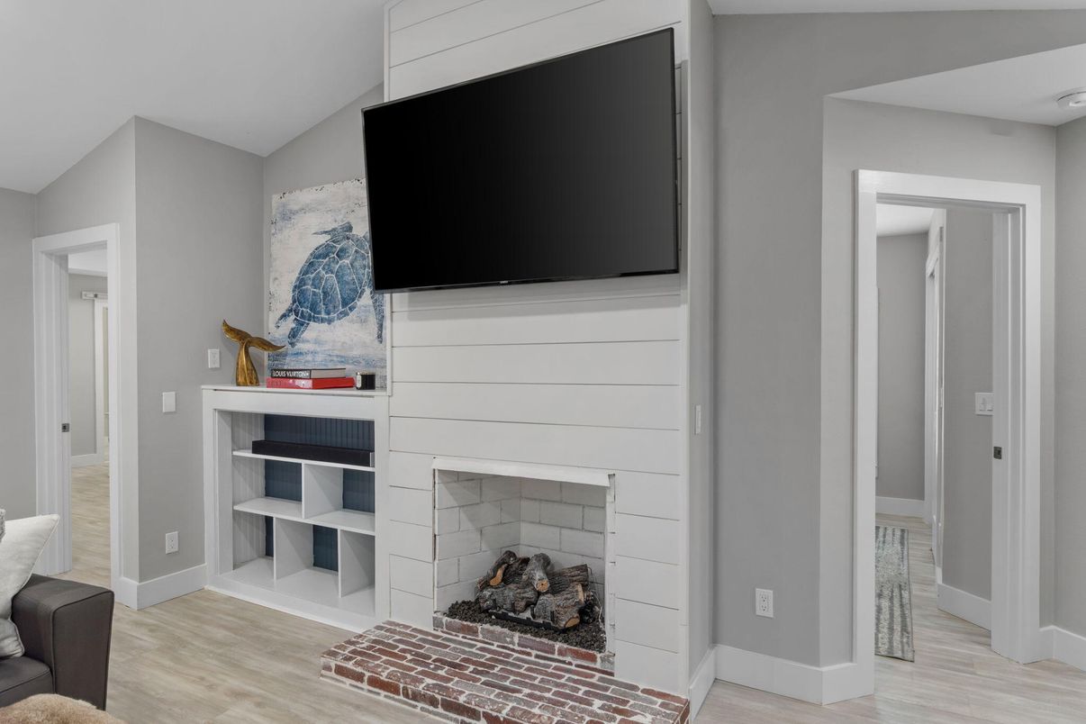 Fireplace, Interior, Wood Texture Flooring