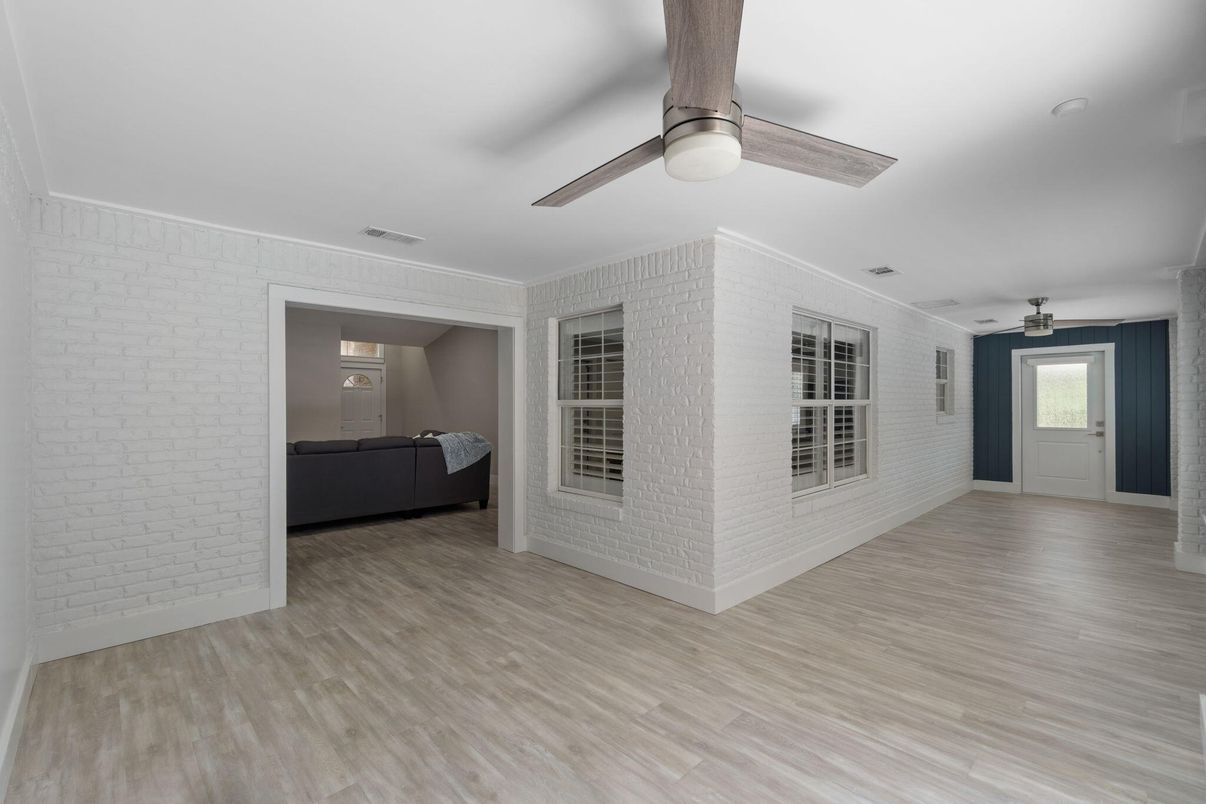 Empty room, Interior, Stone Walls, Wood Texture Flooring