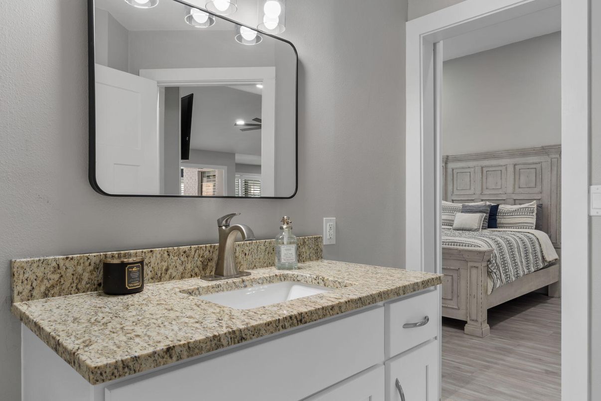 Bathroom, Bedroom, Dual Sink Vanities, Interior, Wood Texture Flooring