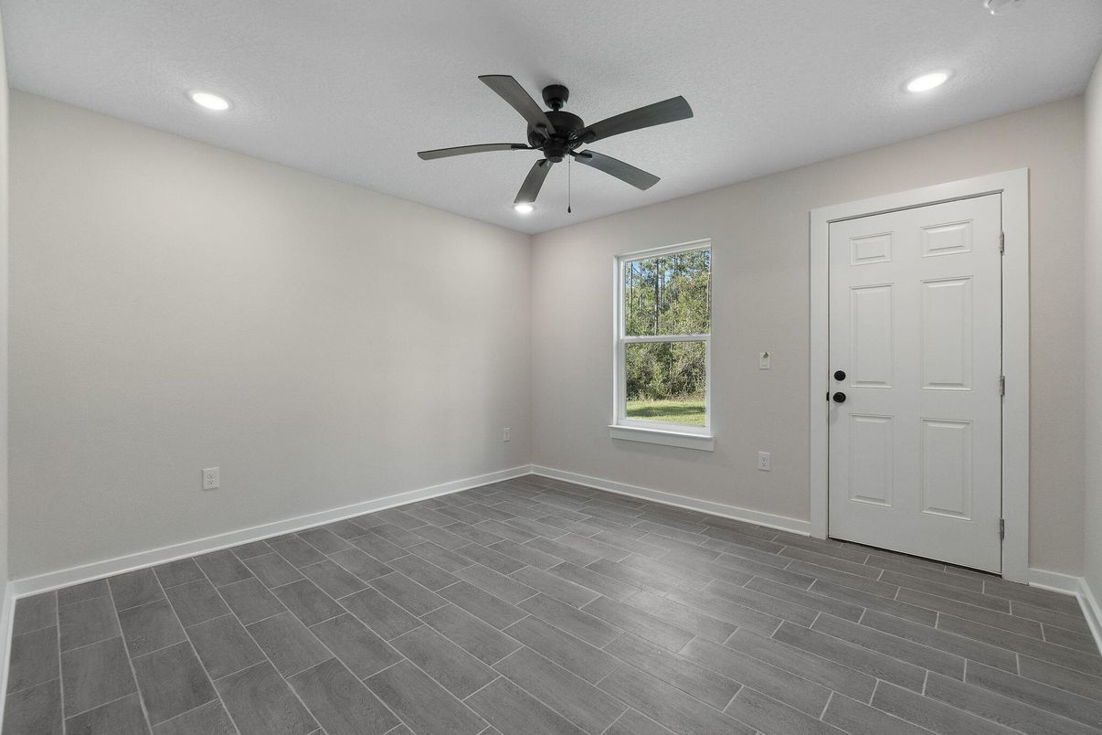 Empty room, Interior, Recessed Lighting, Wood Texture Flooring