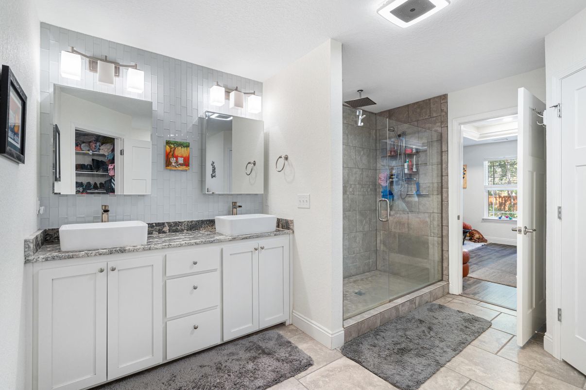 Bathroom, Dual Sink Vanities, Glass Shower, Interior
