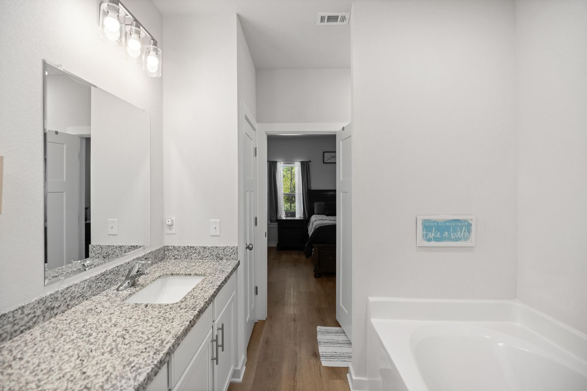 Bathroom, Bedroom, Dual Sink Vanities, Interior, Wood Texture Flooring
