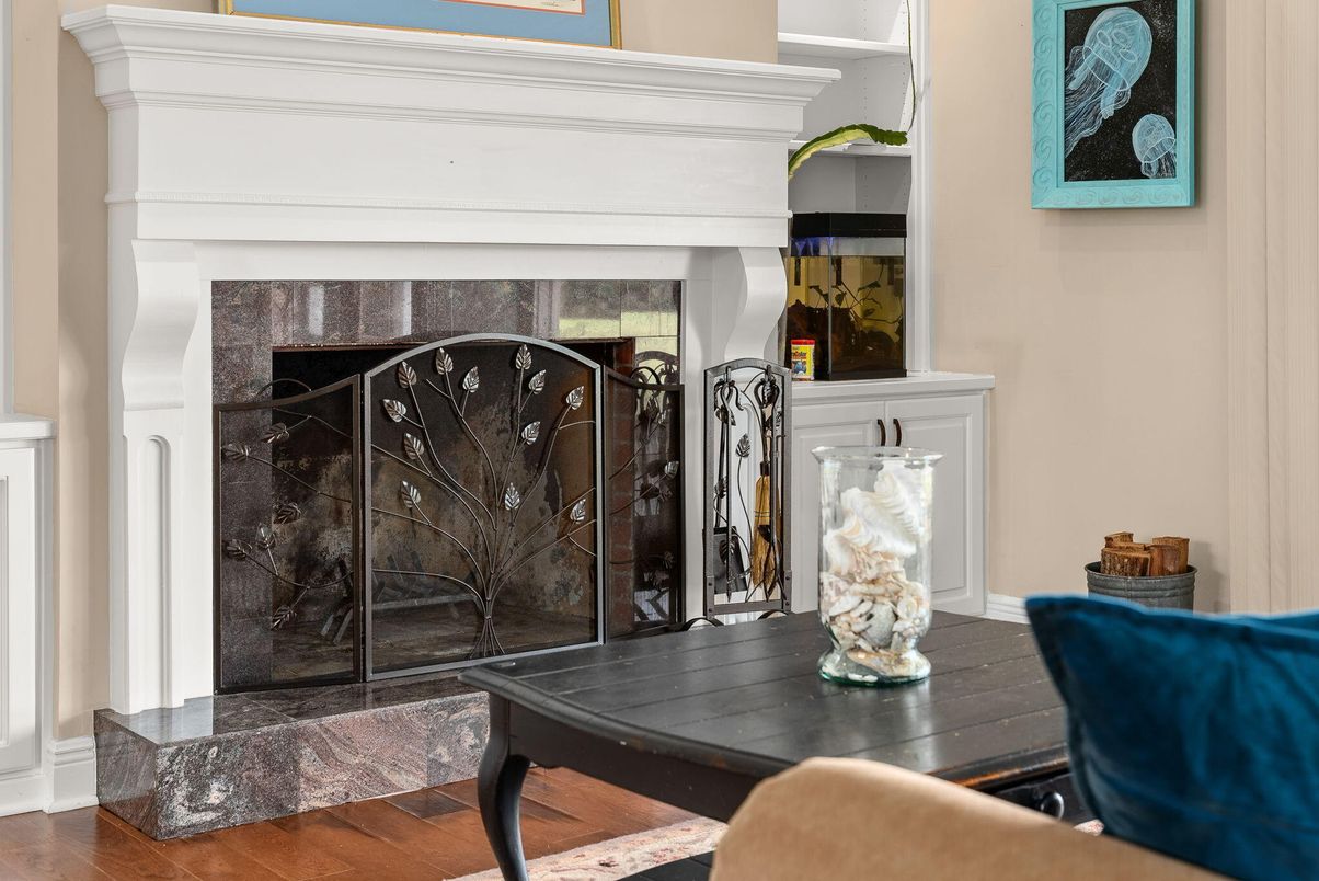 Fireplace, Interior, Wood Texture Flooring