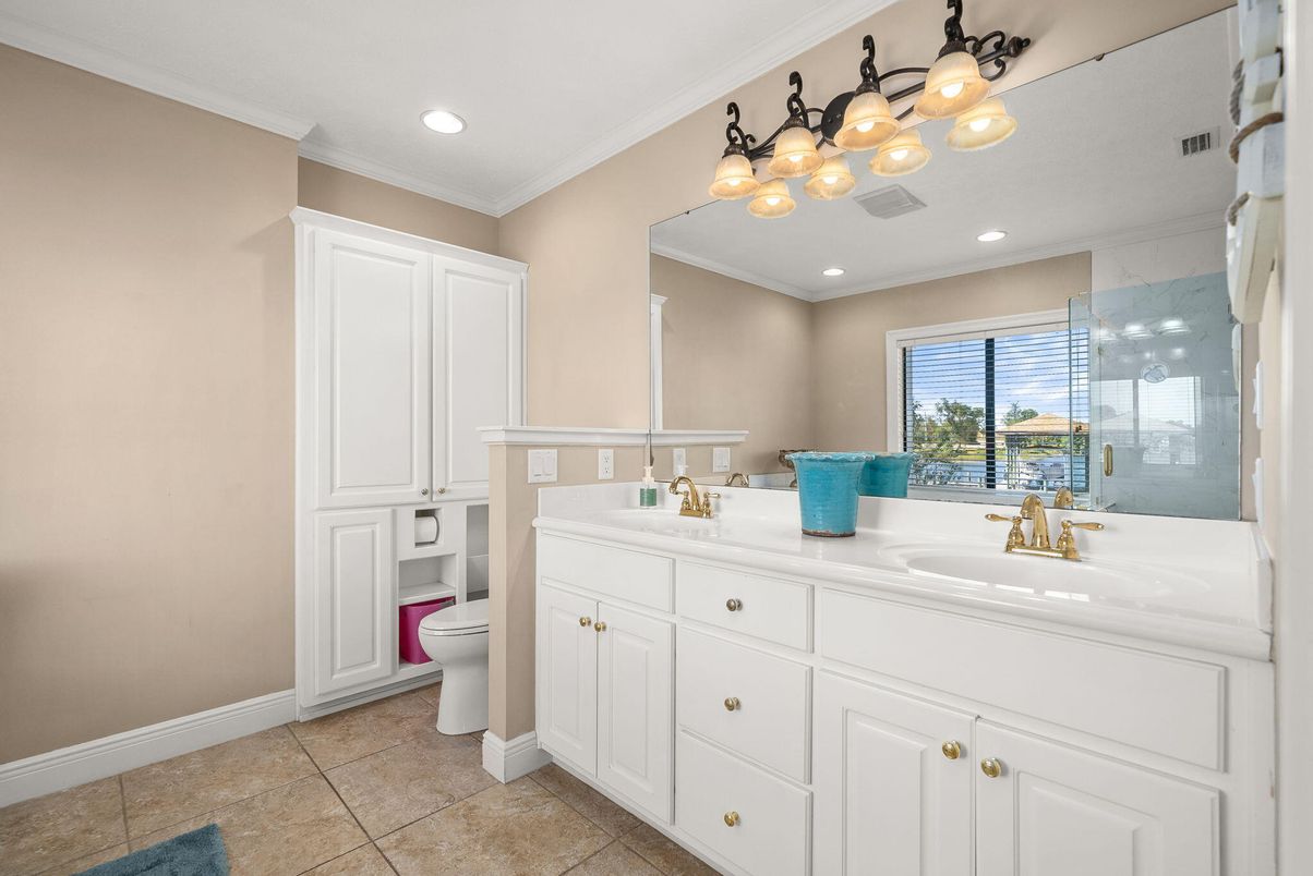 Bathroom, Dual Sink Vanities, Glass Shower, Interior, Recessed Lighting