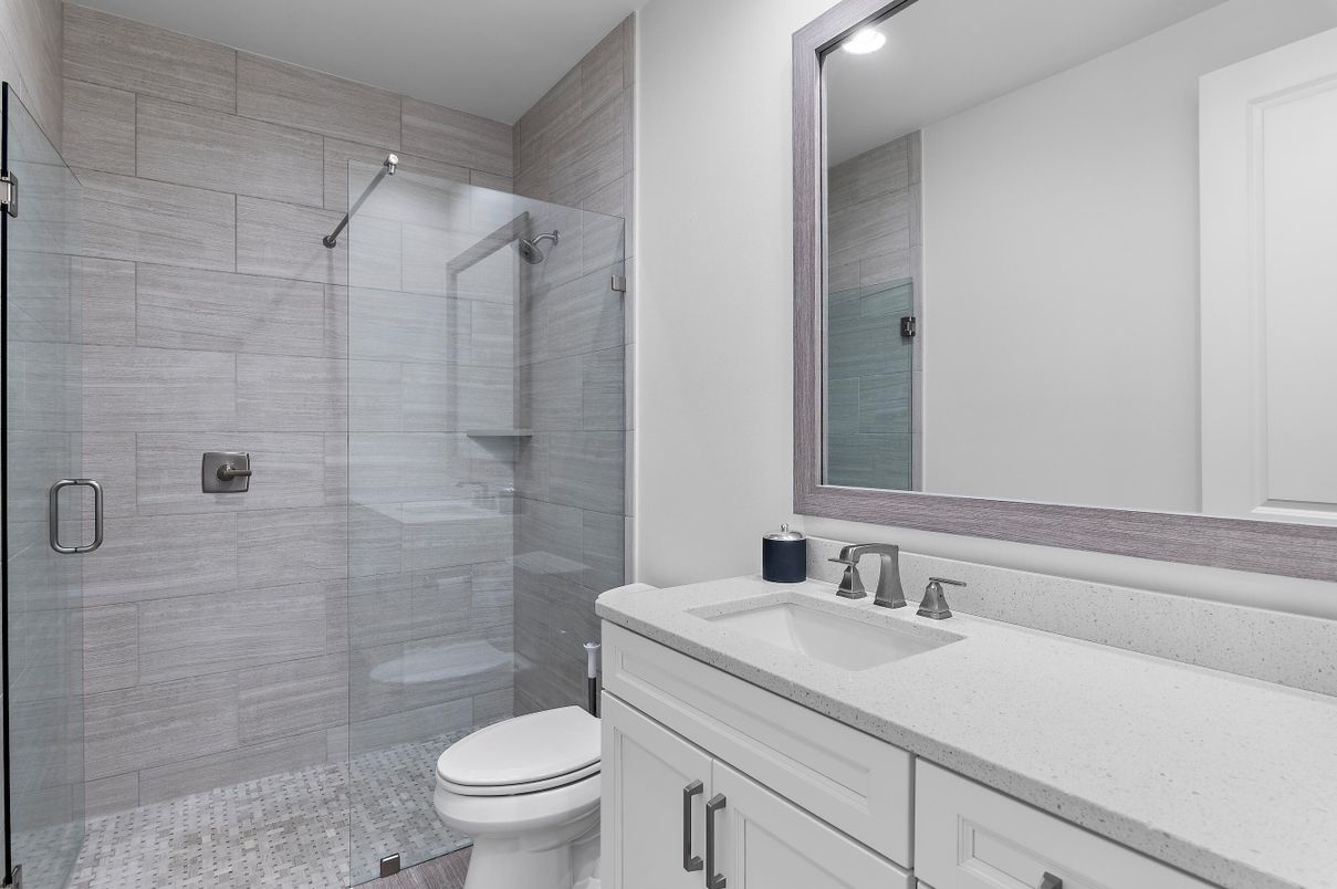 Bathroom, Glass Shower, Interior, Recessed Lighting