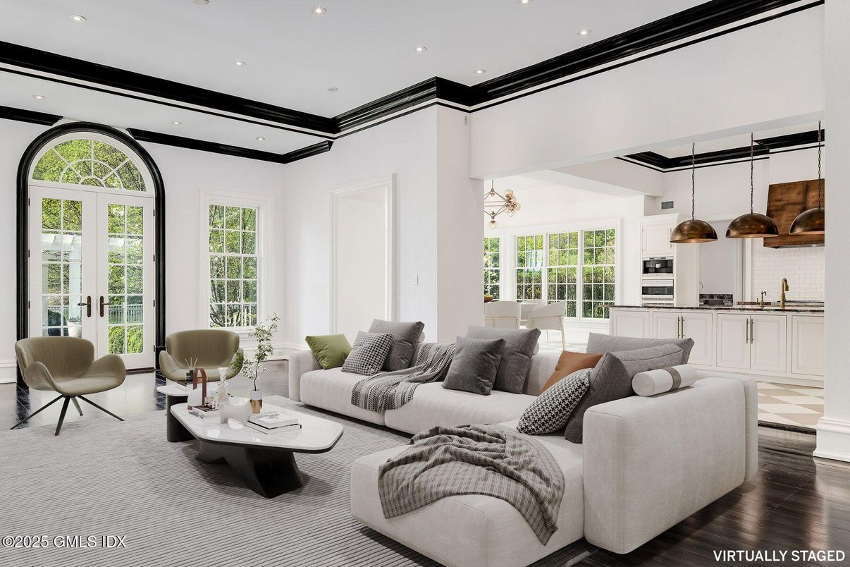Interior, Kitchen, Living room, Pendant Lights, Recessed Lighting, Wood Texture Flooring