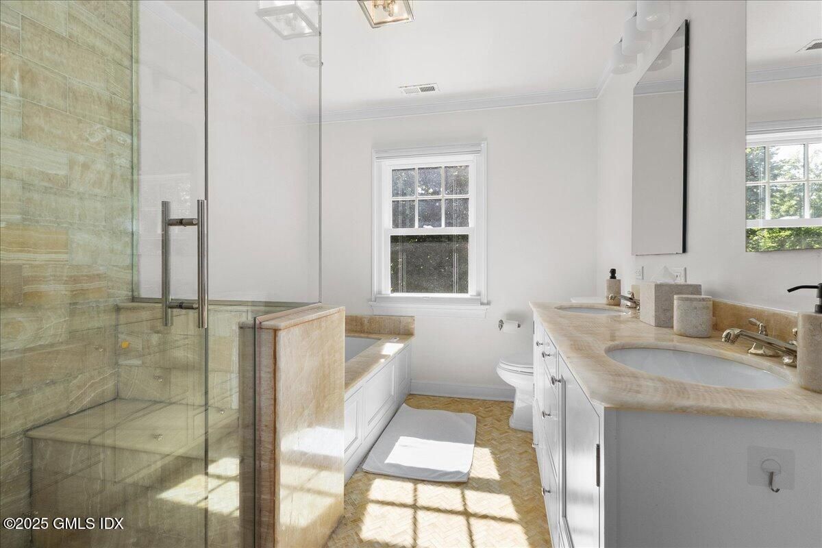 Bathroom, Dual Sink Vanities, Glass Shower, Interior