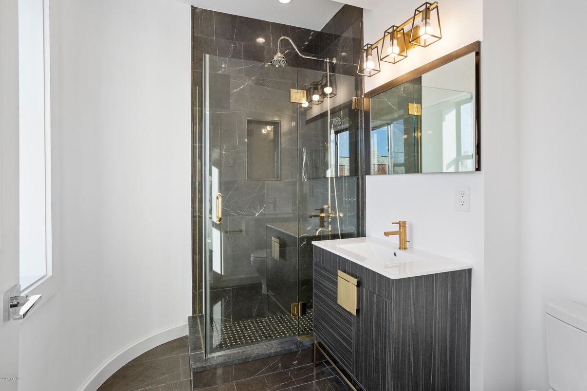 Bathroom, Glass Shower, Interior, Marble Walls