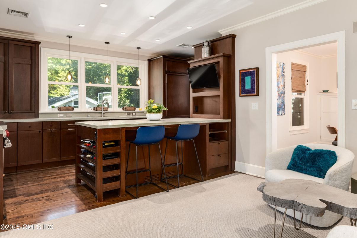 Interior, Kitchen, Pendant Lights, Recessed Lighting, Wood Texture Flooring