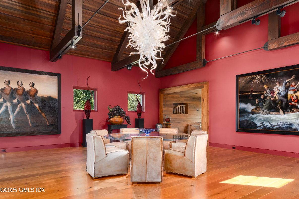 Chandelier, Dining room, Interior, Wooden Beams, Wooden Ceilings, Wood Texture Flooring, Wooden Walls