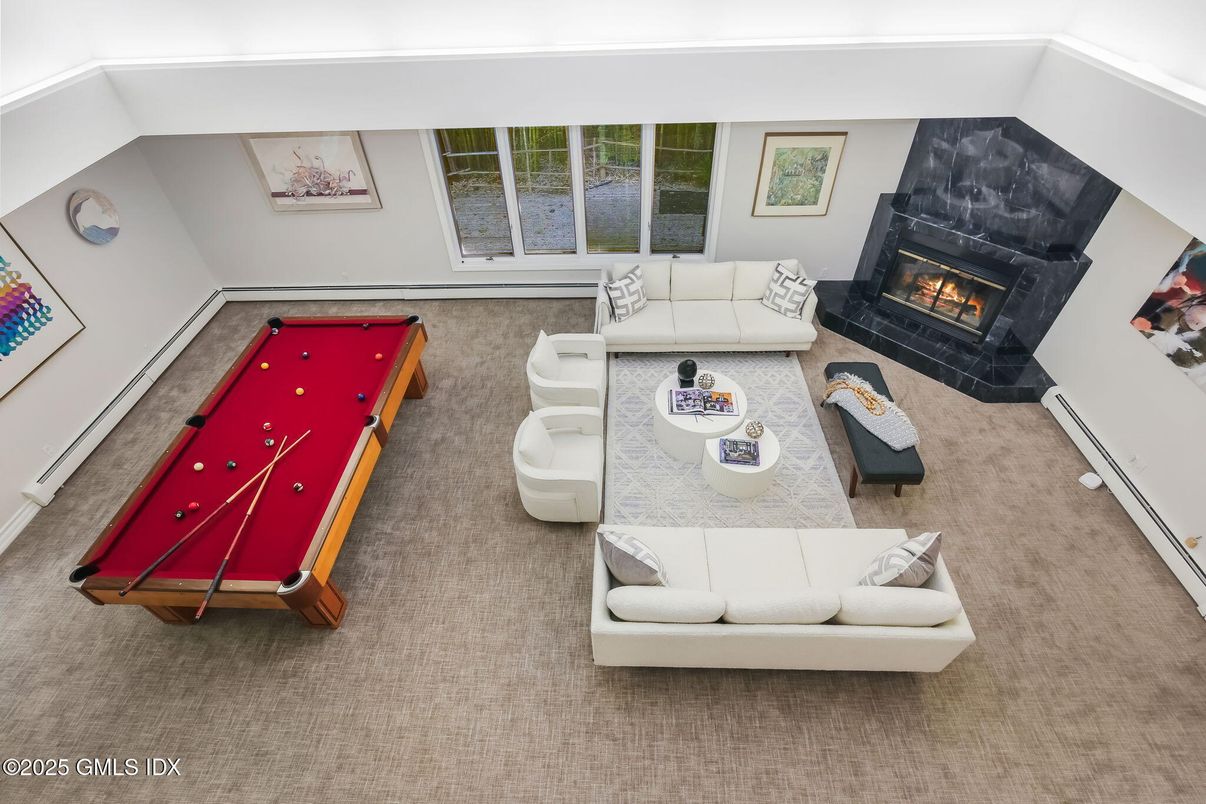 Billiard Table, Fireplace, Game Room, Interior, Living room