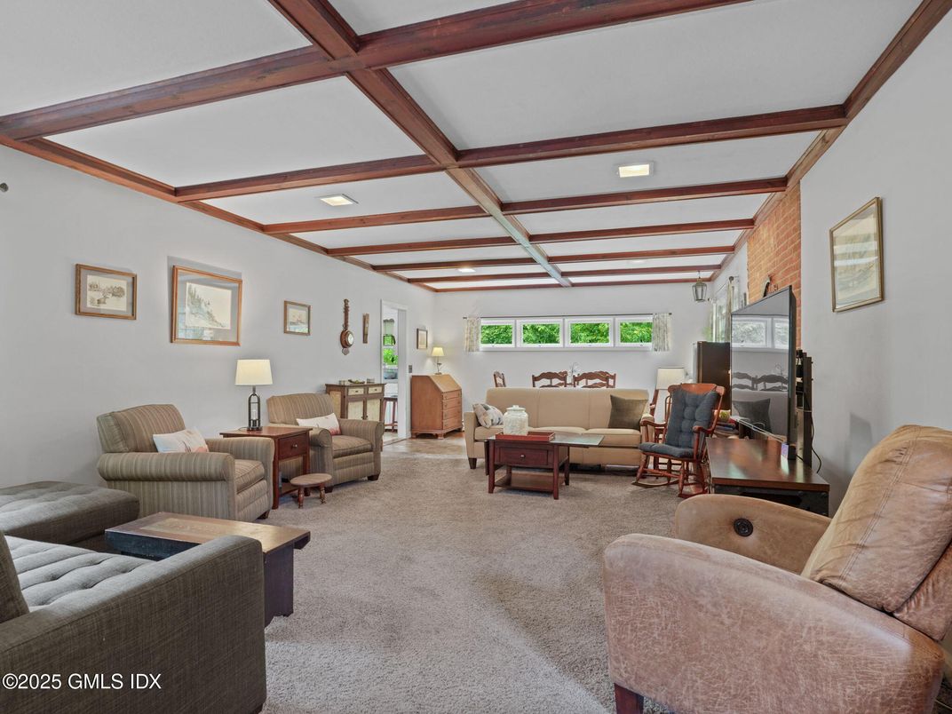 Interior, Living room, Recessed Lighting, Wooden Beams
