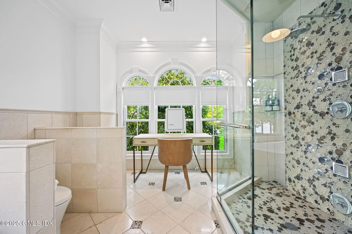 Bathroom, Glass Shower, Home Office, Interior, Recessed Lighting