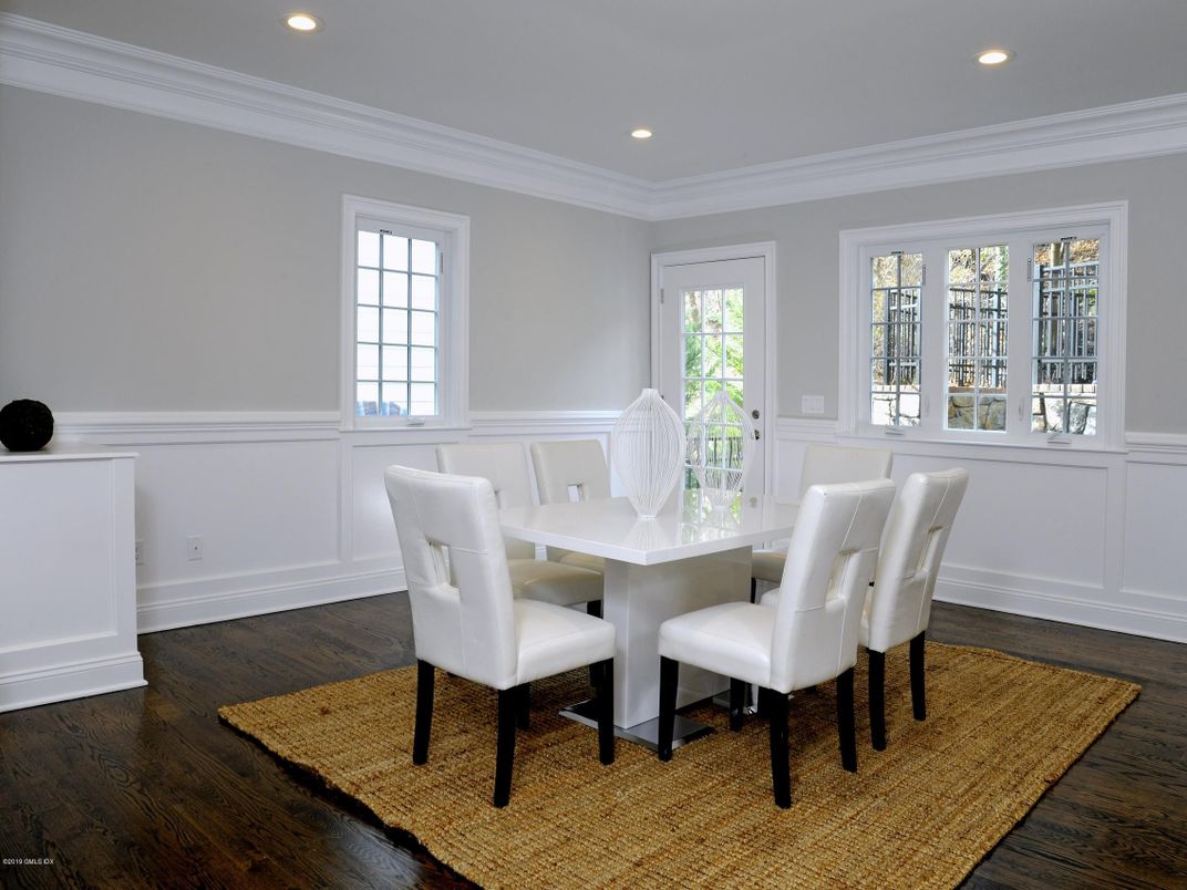Dining room, Interior, Recessed Lighting, Wood Texture Flooring