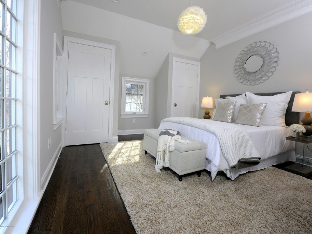 Bedroom, Interior, Pendant Lights, Wood Texture Flooring