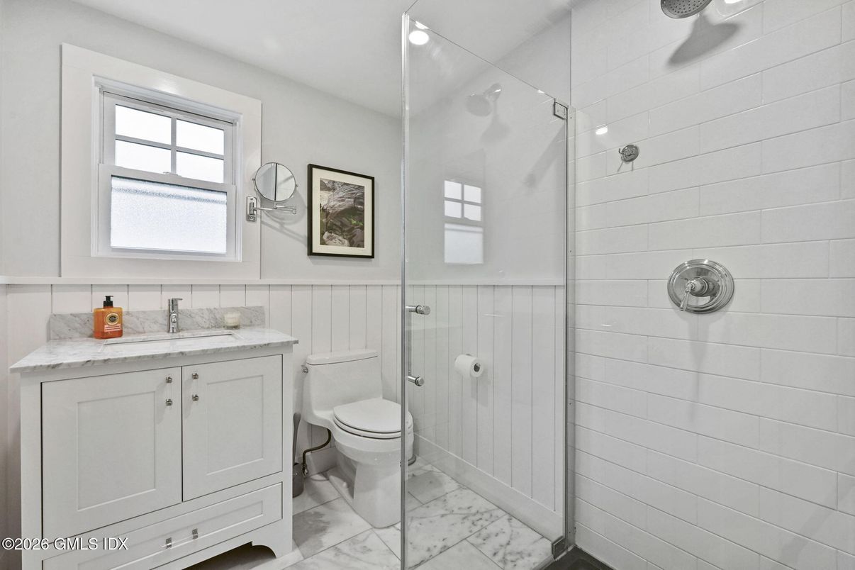 Bathroom, Glass Shower, Interior, Marble, Recessed Lighting