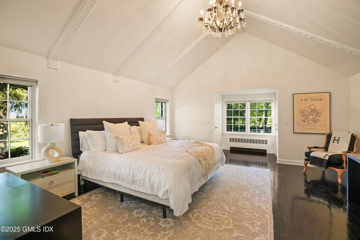 Bedroom, Chandelier, Interior, Wood Texture Flooring