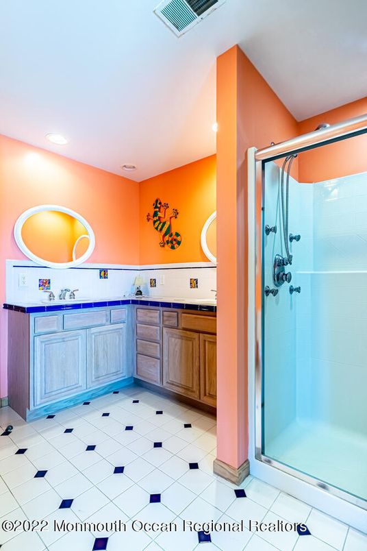 Bathroom, Glass Shower, Interior, Recessed Lighting