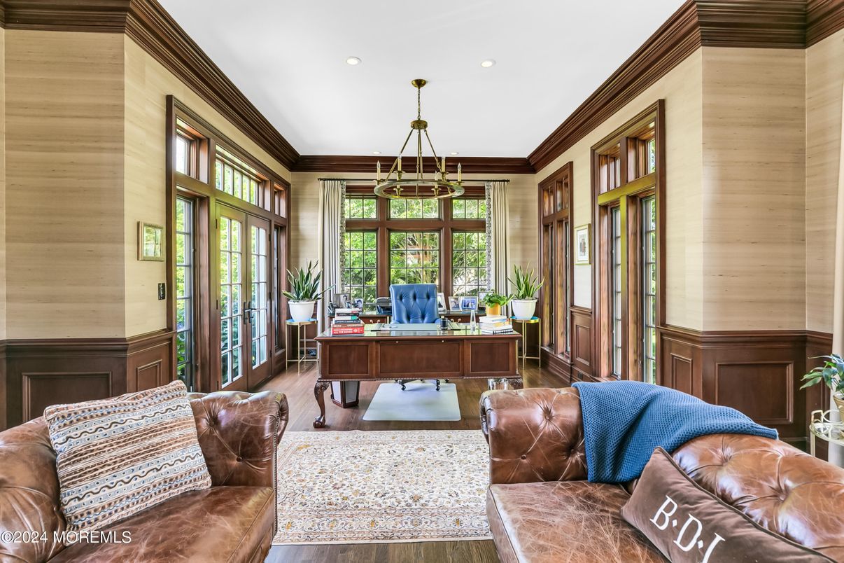 Home Office, Interior, Pendant Lights, Recessed Lighting, Wood Texture Flooring