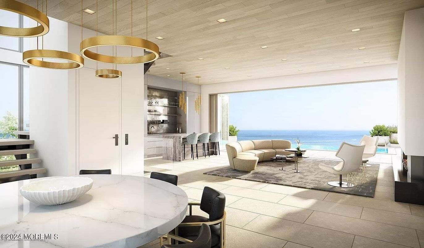 Dining room, Interior, Living room, Pendant Lights, Recessed Lighting, Water