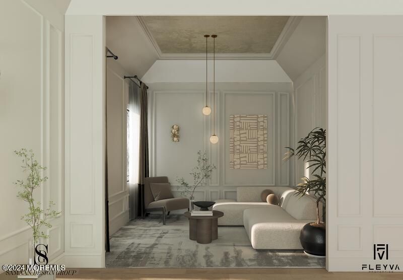 Interior, Living room, Pendant Lights, Wood Texture Flooring