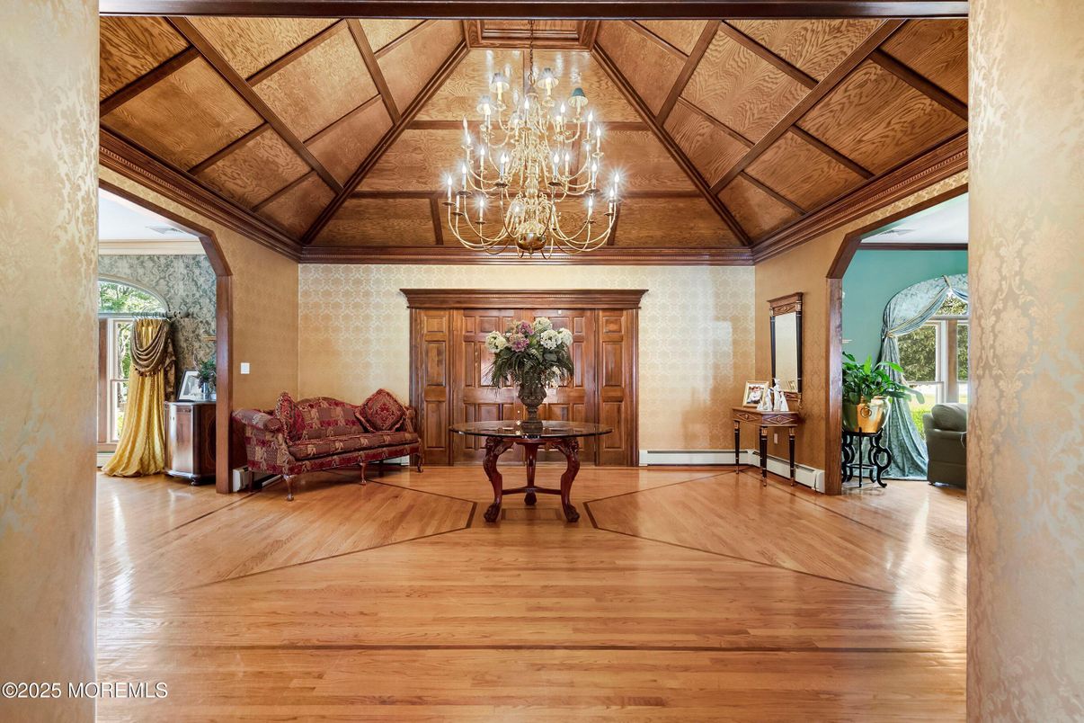 Chandelier, Interior, Wooden Ceilings, Wood Texture Flooring