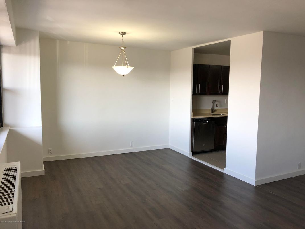 Empty room, Interior, Kitchen, Pendant Lights, Wood Texture Flooring